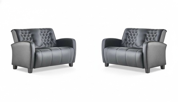 Sitzmöbel-Set Chesterfield Knöpfe 2-Sitzer Sofas Modern Schwarz Holz