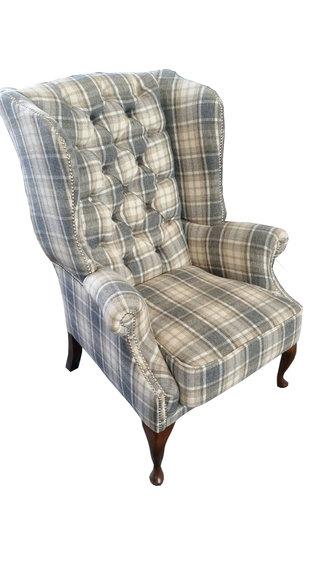 Chesterfield Ohrensessel Sessel Relex Lounge Club Sessel Textil Stoff