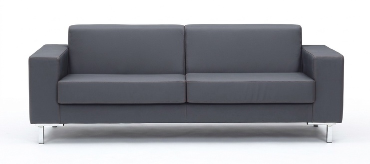 Sofa 2 Sitzer Büromöbel Leder Textil Couch Polster Design Luxus Grau
