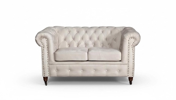 Sofa 2 Sitzer Chesterfield Couch Textil Stoff Sofa Möbel Edles Design Designer