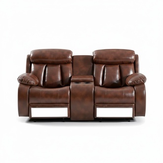 Sofa 2 Sitzer Couch Polster Designer Relax Funktion Wohnzimmer Braun Neu