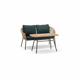 Sofa 2 Sitzer Couchtisch Modern Terrassen Grün Garnitur Luxus Sofagarnitur