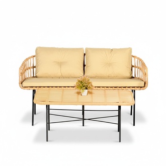 Sofa 2 Sitzer Couchtisch Garten Möbel Set Sofagarnitur Tisch Veranda Sitzgruppen