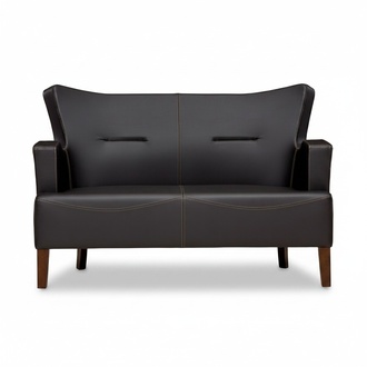 Sofa 2-Sitzer Relax Leder Lounge Holz Polster Couch Luxus Sofa Möbel
