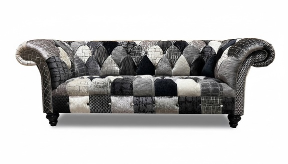 Sofa 3 Sitz Samt Stoff Dreisitzer Sofas Luxus Wohnzimmer Chesterfield