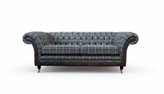 Sofa 3 Sitz Sofas Textil Couchen Design Möbel Dreisitzer Grau Chesterfield