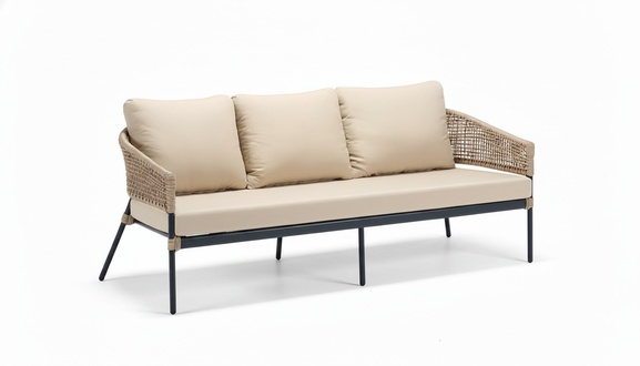 Sofa 3 Sitzer Beige Sofas Luxus Dreisitzer Modern Design Terrasse Möbel