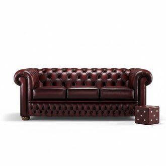 Sofa 3 Sitzer Bordaux Ledersofa Couchen Couch Chesterfield Garnitur Leder Sofas