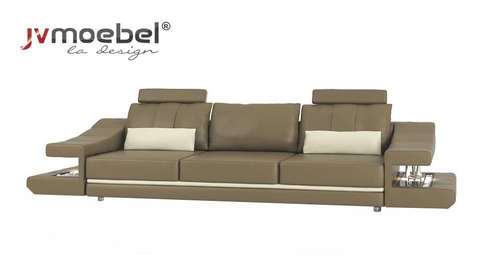 Moderne Designer Luxus Sofa 3 Sitzer Möbel Polster Leder Braun Big Sofas Couchen