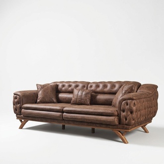 Sofa 3 Sitzer Chesterfield Stoff Couch Polster Sofas Kunstleder Couchen