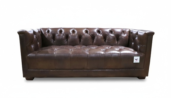 Sofa 3 Sitzer Chesterfield 3-Sitzer Vintage Braunes Shabby Ledersofa