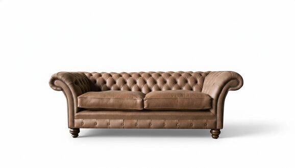 Design Sofa 3 er Couch Textil Polster Braun Klassische Sofas Chesterfield Neu