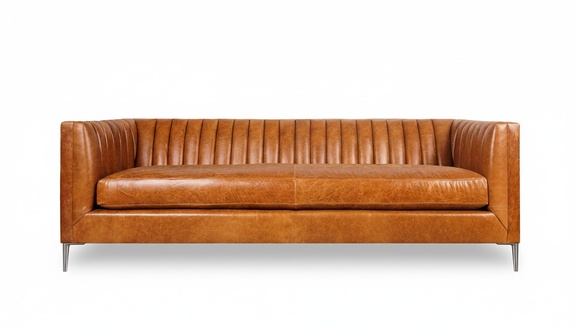 Sofa 3 Sitzer Couch Polster Sitz Garnitur Leder Hellbraun Kunstleder