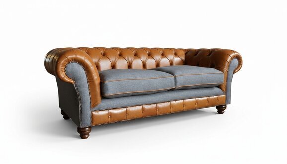 Sofa 3 Sitzer Couch design Braun Chesterfield Polster Sitz Garnitur