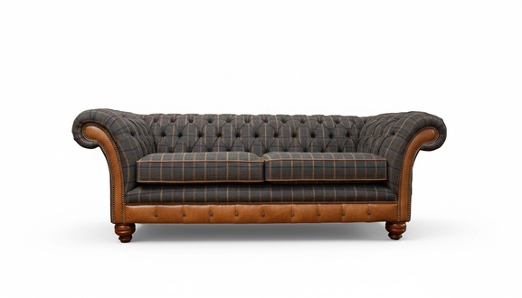 Sofa 3 Sitzer Designer Sofa Couch Polster Braun Couchen Stoff Textil