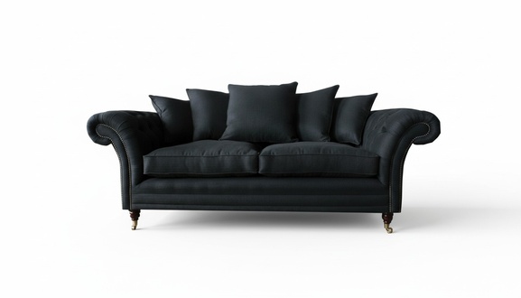 Sofa 3 Sitzer Klassisch Design Sofas Polster Leder Moderne Couchen 3 er Schwarz