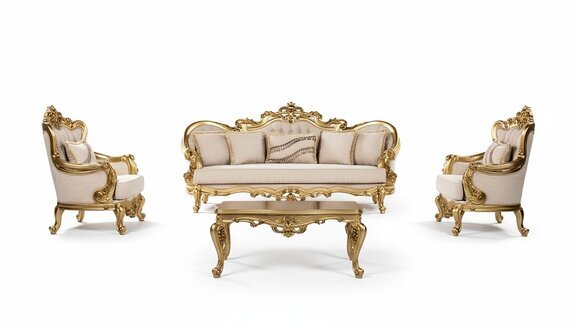Sofa 3 Sitzer Stoff Dreisitzer Sofas Luxus Wohnzimmer Barock Stil Couch Barock