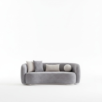 Sofa 4 Sitzer Polstersofa Grau Textill Sitz Design Stoff Modern Couch Sofas