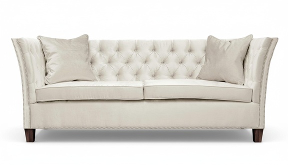 Sofa Beige Chesterfield Dreisitzer Polster Möbel Hotel Praxis Wohnzimmer