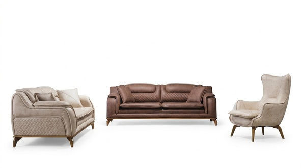 Sofa Braun 3 Sitzer Wohnzimmer Klassische Italienischer Stil 3er
