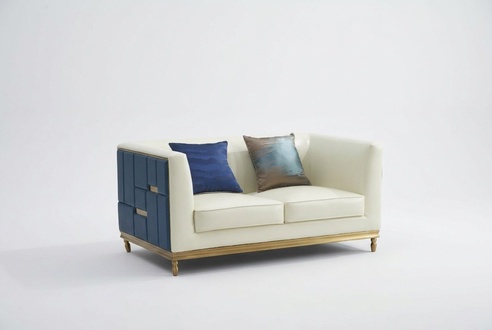 Sofa Couch Design Polster Modern Grau Kunstleder Sofas 2 Sitzer Zweisitzer