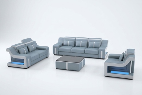 Sofa Couch Polster 3+2+1 Garnitur Sitz Leder Sofas Couchen Set