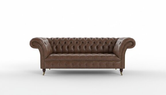 Sofa Couch Polster 3 Sitzer Rollen Chesterfield Neu Old Look Style Sofa Braun