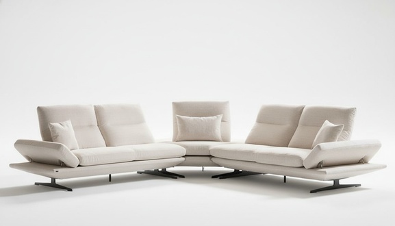 Sofa Couch Polsterung L-Form Wohnzimmer Design Ecke Textil Weiß Luxus Couchen
