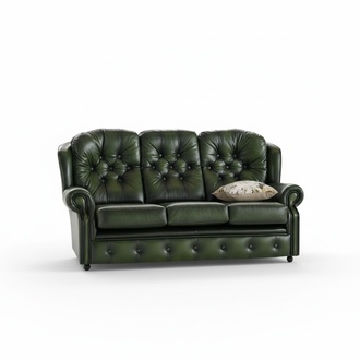 Sofa Couch Sitz Garnitur 3 Sitzer Hohe Rückenlehne Chesterfield Leder Polster