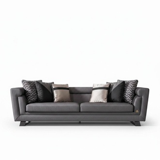 Sofa Couch Stoff Polster Couchen Wohnzimmer Design 4 Sitzer Grau Hochwertig