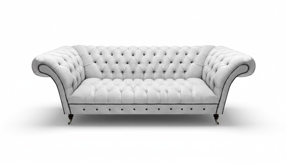 Sofa Dreisitze Couch Chesterfield Weiß Wohnzimmer Polstersofa Einrichtung