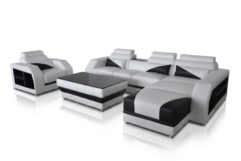 Sofa Garnitur Polster Sitz Set Eck Sessel Leder Sofas Sessel Tisch Couch