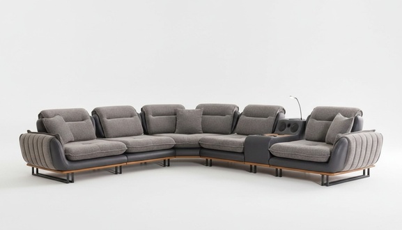 Sofa Luxus Couch Polsterung L-Form Wohnzimmer Ecke Textil Grau Eckgarnitur