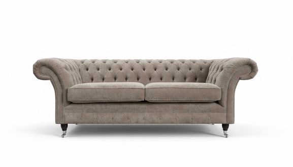 Sofa Luxus Textil Chesterfield Couch Sofas Polster 3 Sitzer Garnitur Grau