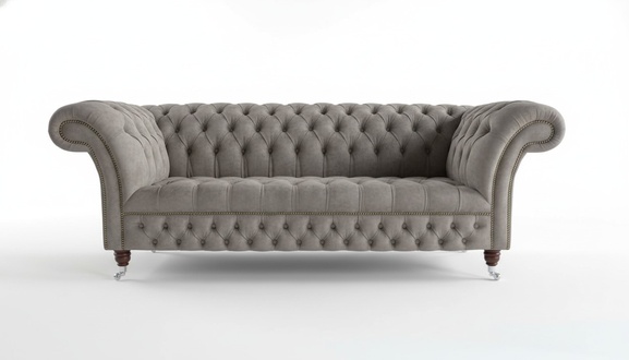 Sofa Luxus Textil Chesterfield Couch Sofas Polster 3 Sitzer Garnitur Grau Samt
