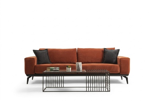 Sofa Orange Couch Dreisitzer Stoffsofa Polstersofa Modern Stoff 3 Sitz