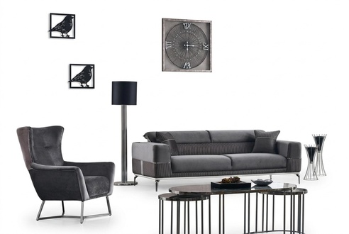Sofa Set 2 tlg Wohnzimmer Komplett Sofagarnitur 3+1 Sitzer Polster Möbel Textil