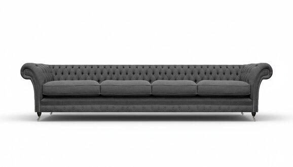 Sofa Viersitzer Couch Chesterfield Grau Polstermöbel Wohnzimmer Chesterfield