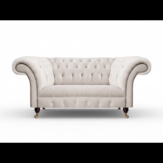 Sofa Zweisitzer Couch Polstermöbel Weiß Einrichtung Textil Möbel Chesterfield