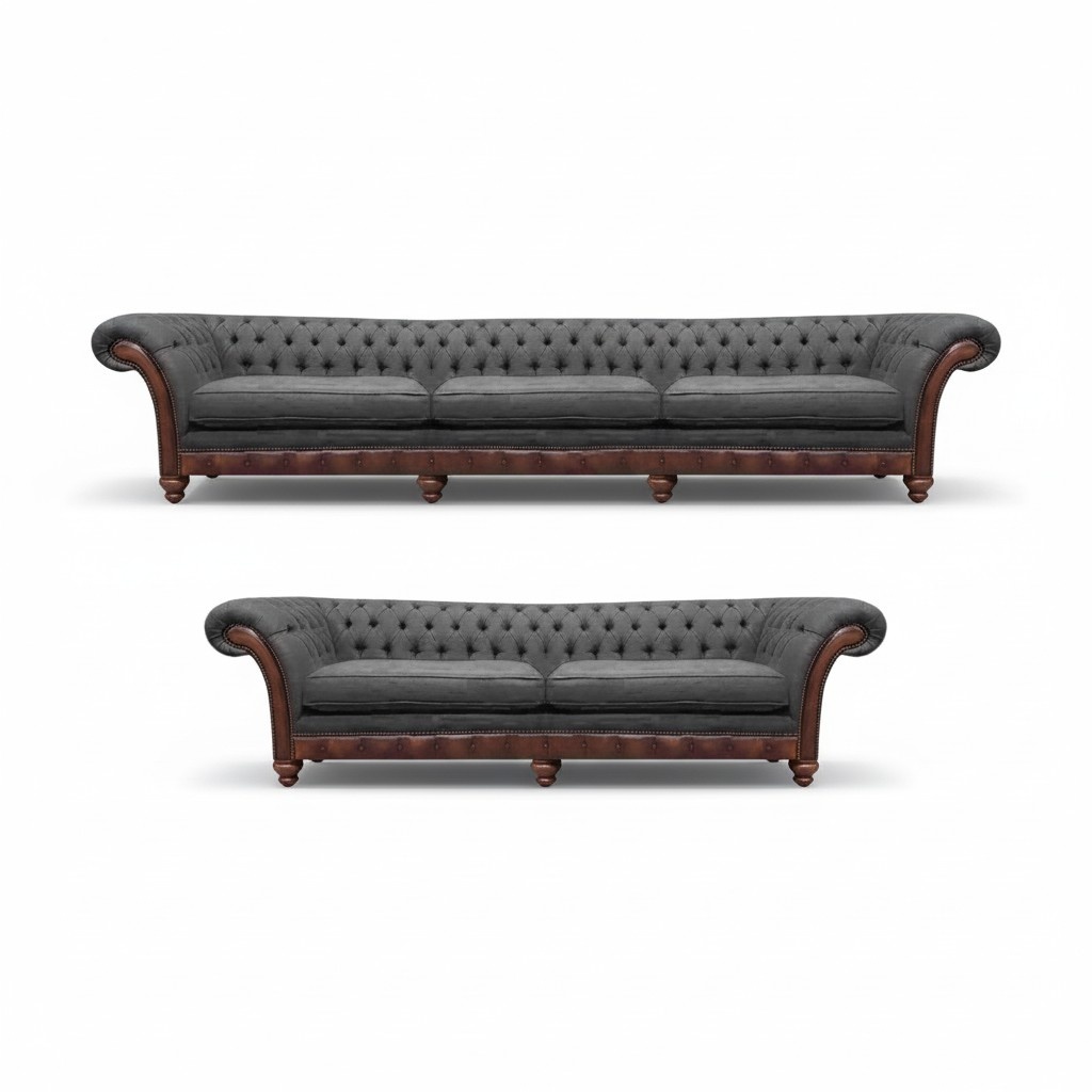 Sofagarnitur 2tlg Polstermöbel Wohnzimmer 2x Sofas Chesterfield Einrichtung