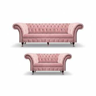 Sofagarnitur 2tlg Rosa Komplett Chesterfield Wohnzimmer 2x Sofas Neu Einrichtung