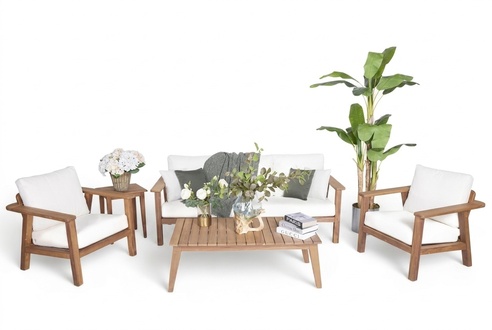 Sofagarnitur 3+1+1 Sitzer Holz Couchtisch Gartenmöbel Set Terrassenmöbel