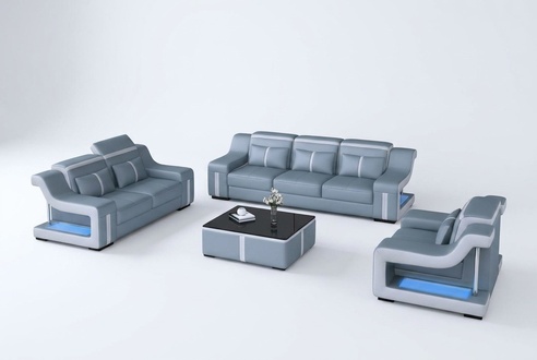 Sofagarnitur 3+1 Sitzer G8047D Couch Polster Sitz Garnitur Sofa Wohnzimmer Leder