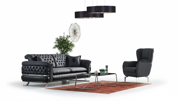 Sofagarnitur 3+1 Sitzer Sessel Garnitur Möbel Chesterfield Relax Sessel