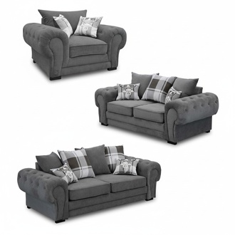 Sofagarnitur 3+2+1 Chesterfield-Möbel Wohnzimmer Textil im italienischen Stil