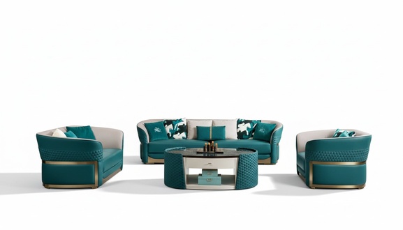 Sofagarnitur 321 Sitz Turkis Leder Ledersofa Modern Design Möbel Luxus