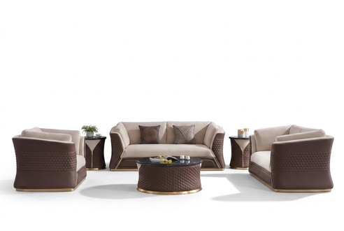 Sofagarnitur 3+2+1 Sitzer Ledersofa Couch Deko Wohnlandschaft Garnitur