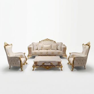 Sofagarnitur 3311 Sitzer Sofa Wohnzimmer Set Chesterfield Sessel Textil Neu