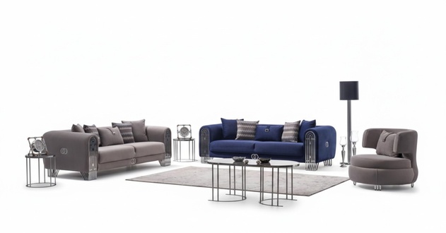 Sofagarnitur Sitzer Luxus Stoff Set 3 tlg Polstersofa Textil Möbel