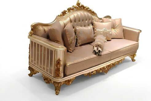 Sofagarnitur 331 Sitzer Textil Komplett Set Sofa Sessel Gruppe Holz Chesterfield
